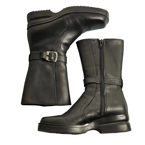 NWOT LL Bean Short Black Leather Boots Womens Size 5.5 Med - Picture 4 of 9